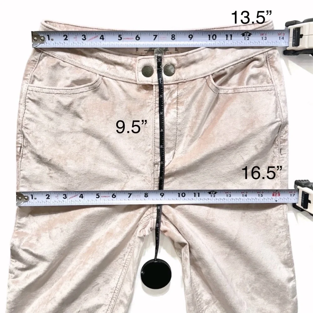 Free People Velvet Champagne Cream High Waist Cropped Skinny Pants Size 26, 2 - Picture 10 of 11
